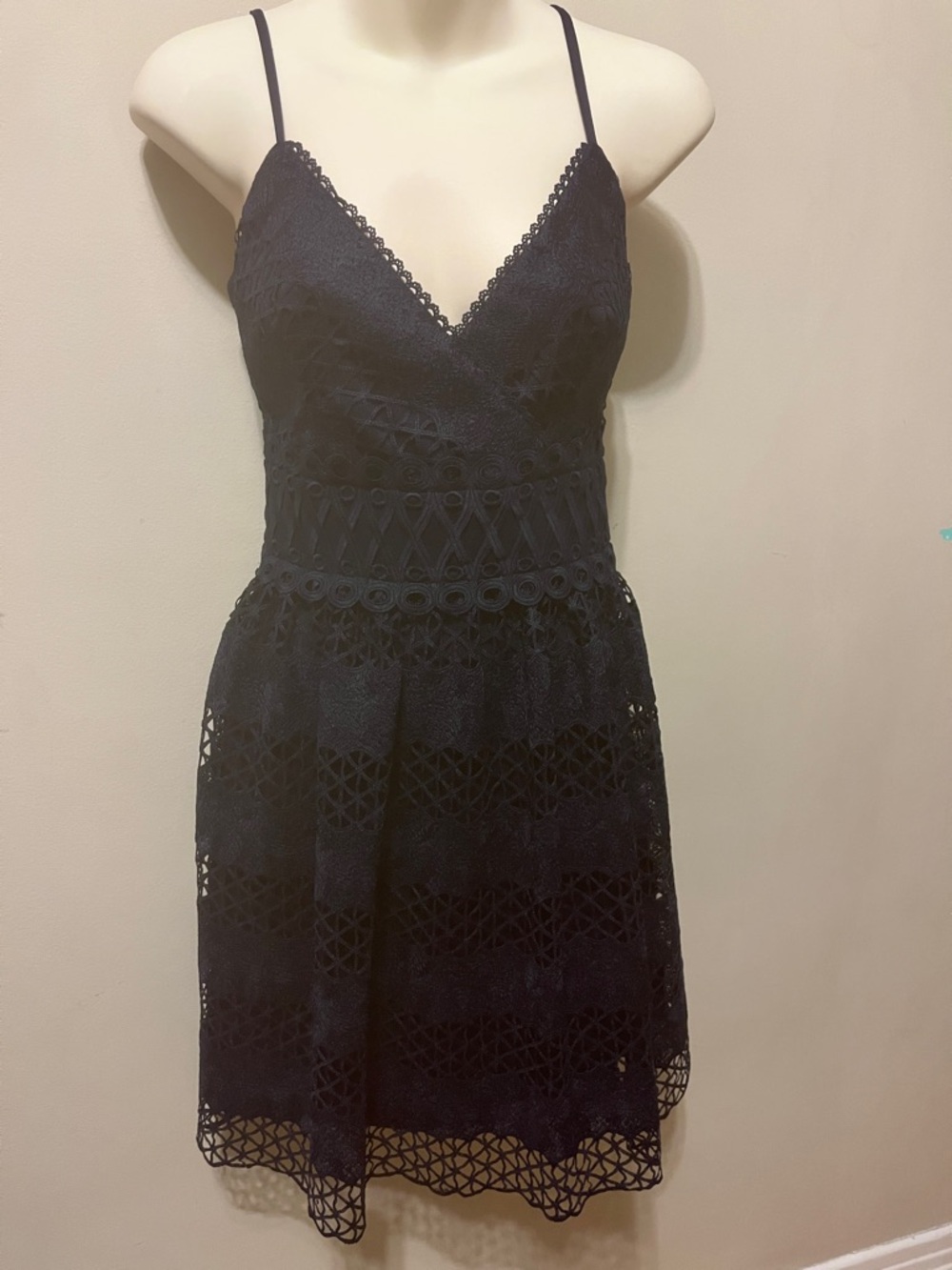 Guess Navy Lace Spaghetti Strap Mini Dress